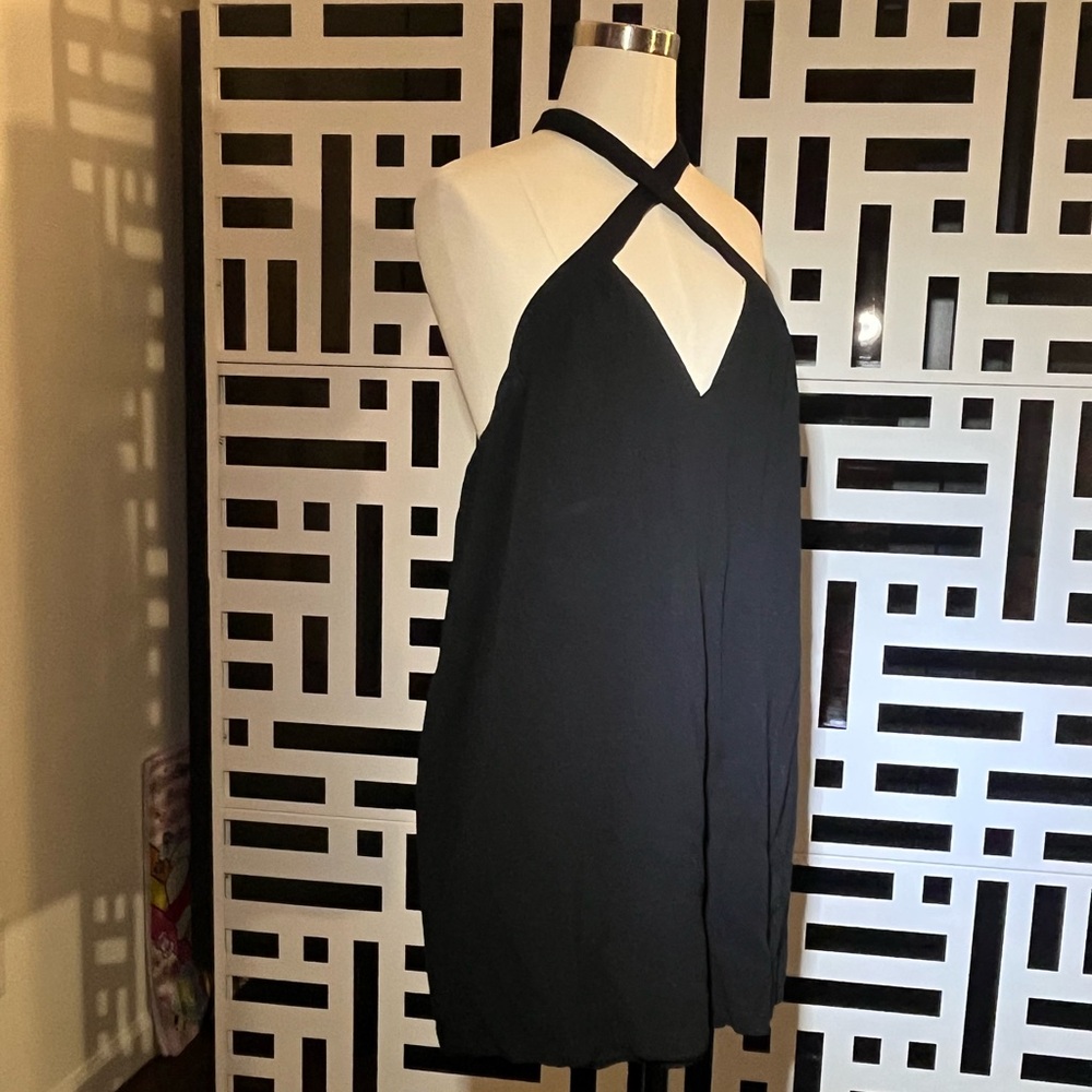 Revolve Chic Black Dress by Superdown EUC MEDIUM halter swing M mini - Picture 13 of 16